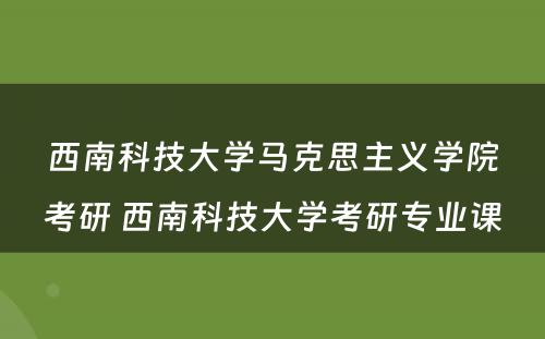 西南科技大学马克思主义学院考研 西南科技大学考研专业课
