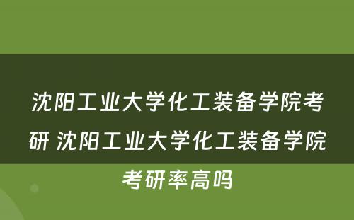 沈阳工业大学化工装备学院考研 沈阳工业大学化工装备学院考研率高吗