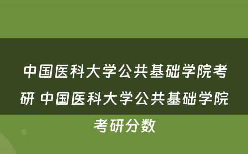 中国医科大学公共基础学院考研 中国医科大学公共基础学院考研分数