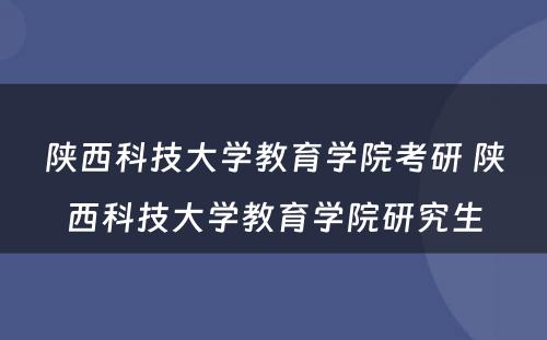 陕西科技大学教育学院考研 陕西科技大学教育学院研究生