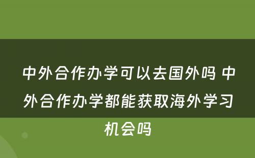 中外合作办学可以去国外吗 中外合作办学都能获取海外学习机会吗