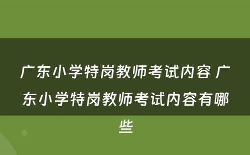 广东小学特岗教师考试内容 广东小学特岗教师考试内容有哪些