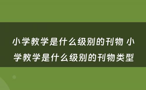 小学教学是什么级别的刊物 小学教学是什么级别的刊物类型