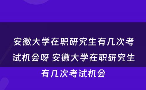 安徽大学在职研究生有几次考试机会呀 安徽大学在职研究生有几次考试机会