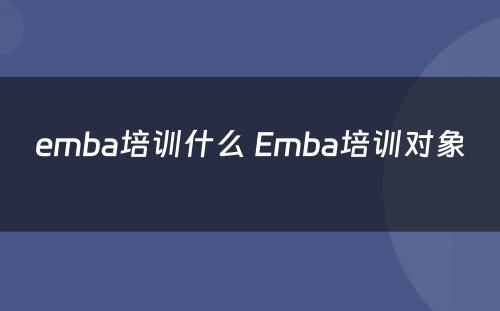 emba培训什么 Emba培训对象