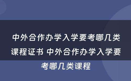 中外合作办学入学要考哪几类课程证书 中外合作办学入学要考哪几类课程