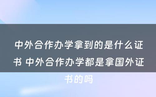 中外合作办学拿到的是什么证书 中外合作办学都是拿国外证书的吗