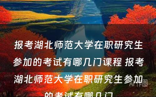 报考湖北师范大学在职研究生参加的考试有哪几门课程 报考湖北师范大学在职研究生参加的考试有哪几门