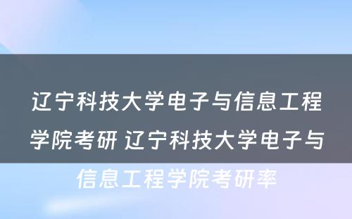 辽宁科技大学电子与信息工程学院考研 辽宁科技大学电子与信息工程学院考研率