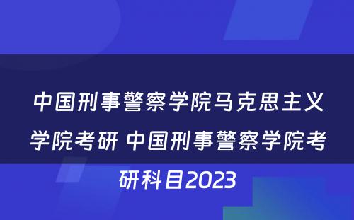 中国刑事警察学院马克思主义学院考研 中国刑事警察学院考研科目2023