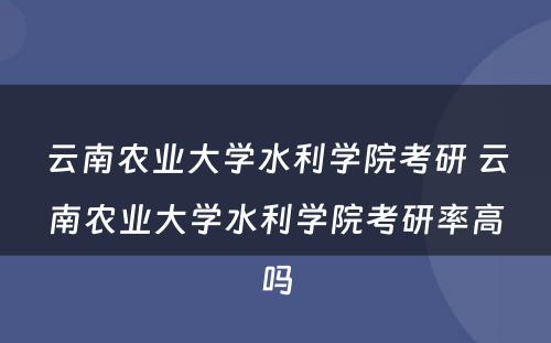 云南农业大学水利学院考研 云南农业大学水利学院考研率高吗