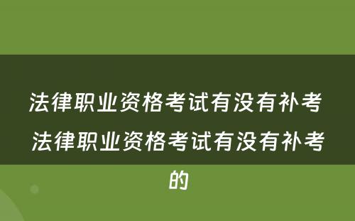 法律职业资格考试有没有补考 法律职业资格考试有没有补考的