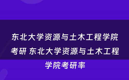 东北大学资源与土木工程学院考研 东北大学资源与土木工程学院考研率