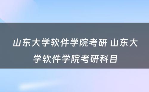 山东大学软件学院考研 山东大学软件学院考研科目
