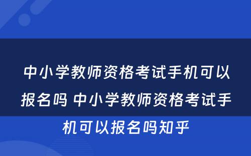 中小学教师资格考试手机可以报名吗 中小学教师资格考试手机可以报名吗知乎
