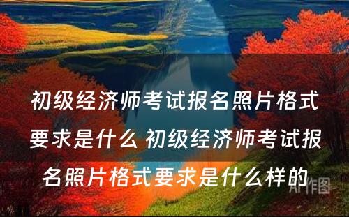 初级经济师考试报名照片格式要求是什么 初级经济师考试报名照片格式要求是什么样的
