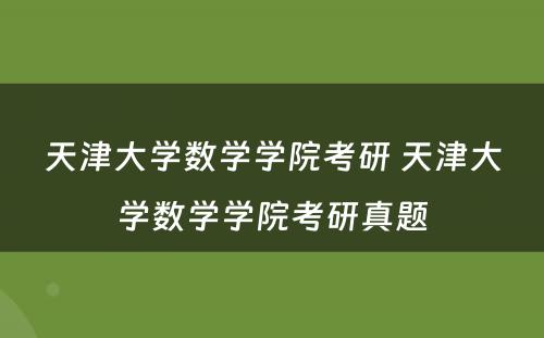 天津大学数学学院考研 天津大学数学学院考研真题