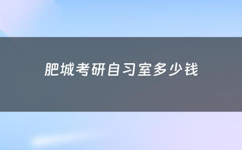 肥城考研自习室多少钱