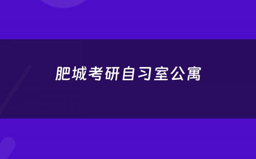 肥城考研自习室公寓