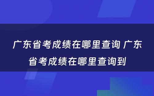 广东省考成绩在哪里查询 广东省考成绩在哪里查询到