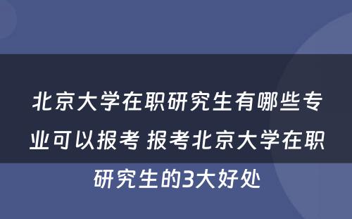 北京大学在职研究生有哪些专业可以报考 报考北京大学在职研究生的3大好处