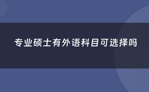  专业硕士有外语科目可选择吗