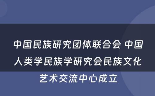 中国民族研究团体联合会 中国人类学民族学研究会民族文化艺术交流中心成立