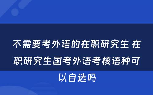 不需要考外语的在职研究生 在职研究生国考外语考核语种可以自选吗