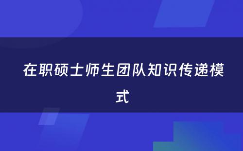  在职硕士师生团队知识传递模式