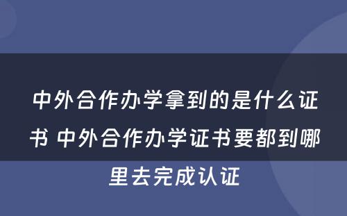 中外合作办学拿到的是什么证书 中外合作办学证书要都到哪里去完成认证