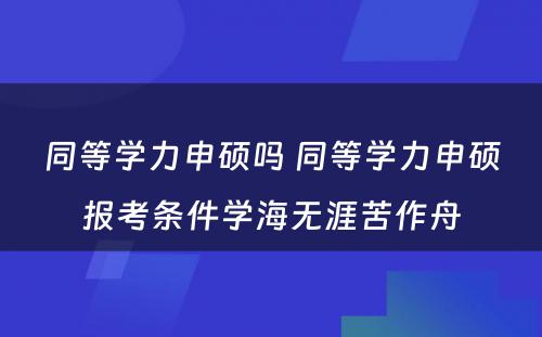 同等学力申硕吗 同等学力申硕报考条件学海无涯苦作舟