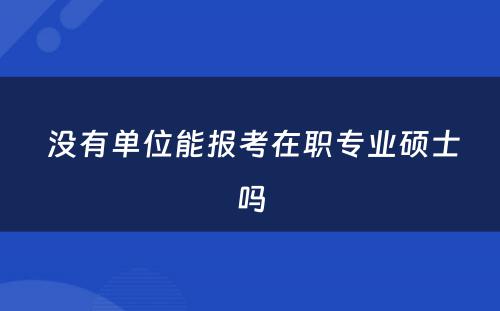  没有单位能报考在职专业硕士吗