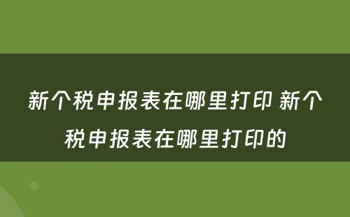 新个税申报表在哪里打印 新个税申报表在哪里打印的