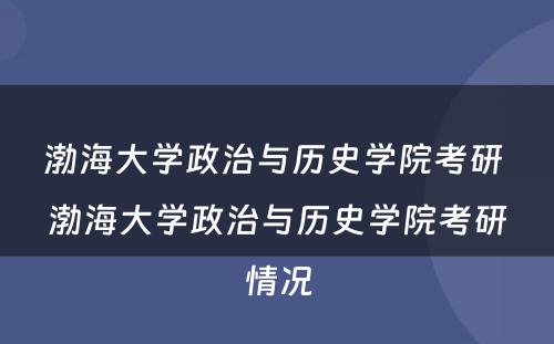 渤海大学政治与历史学院考研 渤海大学政治与历史学院考研情况
