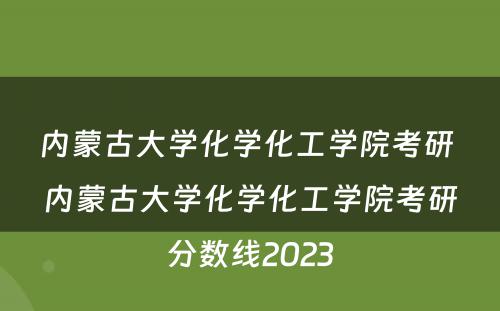 内蒙古大学化学化工学院考研 内蒙古大学化学化工学院考研分数线2023