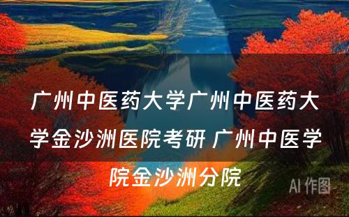 广州中医药大学广州中医药大学金沙洲医院考研 广州中医学院金沙洲分院