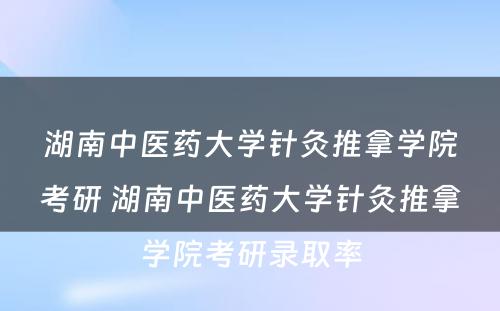 湖南中医药大学针灸推拿学院考研 湖南中医药大学针灸推拿学院考研录取率