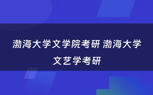 渤海大学文学院考研 渤海大学文艺学考研