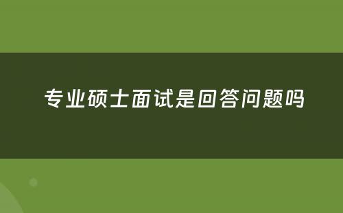  专业硕士面试是回答问题吗