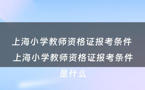 上海小学教师资格证报考条件 上海小学教师资格证报考条件是什么