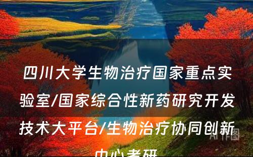 四川大学生物治疗国家重点实验室/国家综合性新药研究开发技术大平台/生物治疗协同创新中心考研 
