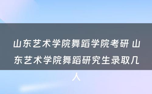 山东艺术学院舞蹈学院考研 山东艺术学院舞蹈研究生录取几人