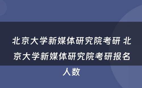 北京大学新媒体研究院考研 北京大学新媒体研究院考研报名人数