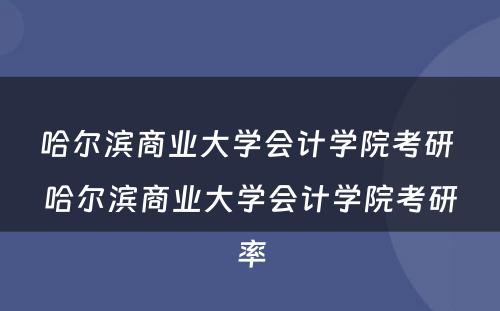 哈尔滨商业大学会计学院考研 哈尔滨商业大学会计学院考研率