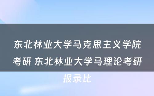 东北林业大学马克思主义学院考研 东北林业大学马理论考研报录比