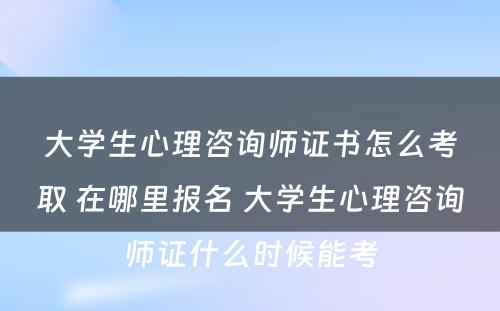 大学生心理咨询师证书怎么考取 在哪里报名 大学生心理咨询师证什么时候能考