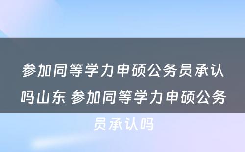 参加同等学力申硕公务员承认吗山东 参加同等学力申硕公务员承认吗