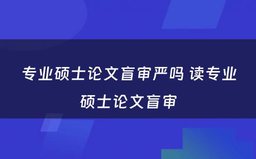 专业硕士论文盲审严吗 读专业硕士论文盲审