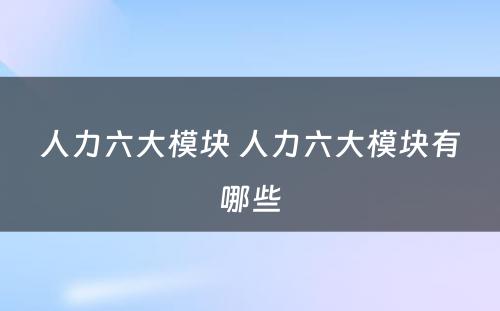人力六大模块 人力六大模块有哪些
