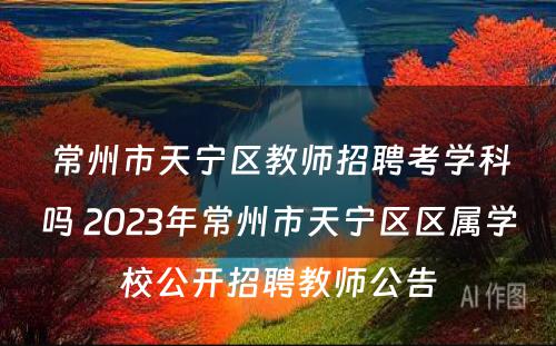 常州市天宁区教师招聘考学科吗 2023年常州市天宁区区属学校公开招聘教师公告